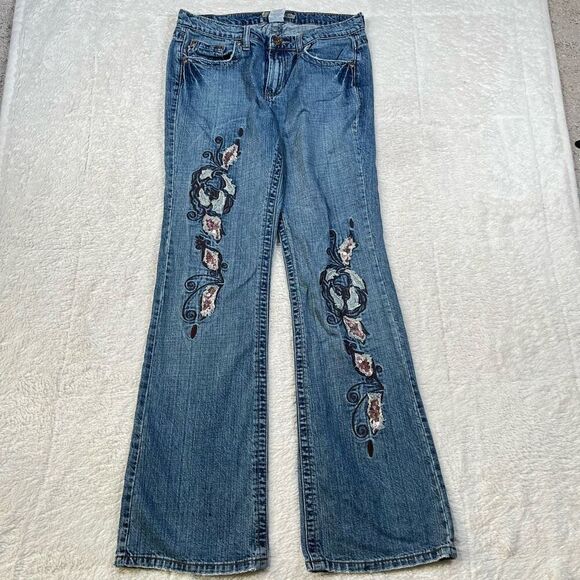 Vintage Y2K Z Cavaricci Bling Women’s Bootcut Floral Sequin Women’s Jeans - Picture 1 of 9
